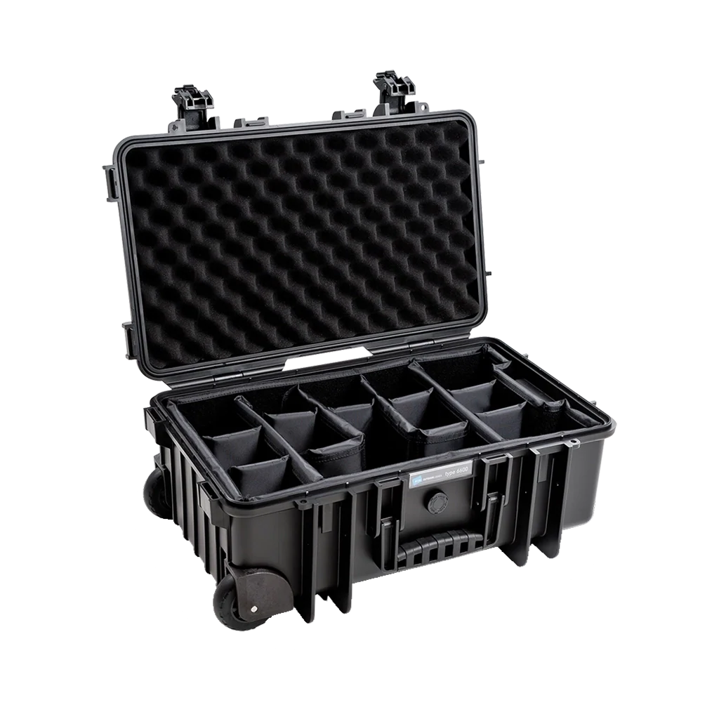 B&W Type 6600 Black Case With Dividers on Wheels - Image 2