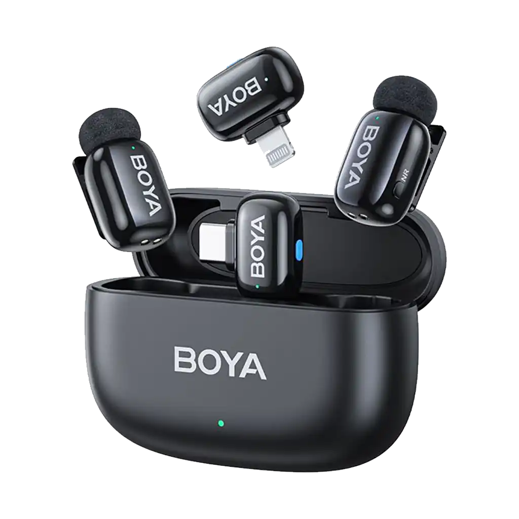 Boya mini 2-Person Tiny Wireless Microphone System with Lightning and USB-C Connectors for Mobile Devices (2.4 GHz, Black) - Image 2