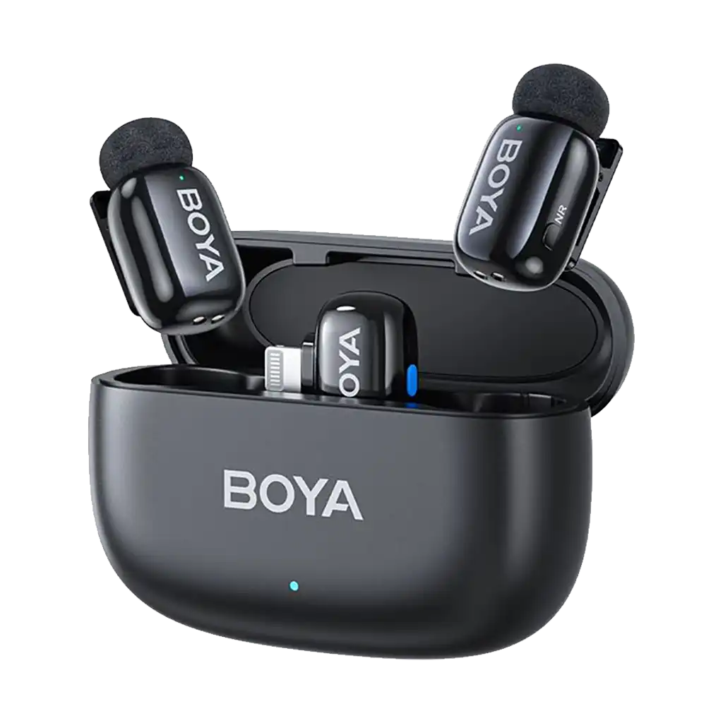Boya mini 2-Person Tiny Wireless Microphone System with Lightning Connector for iOS Devices (2.4 GHz, Black) - Image 2