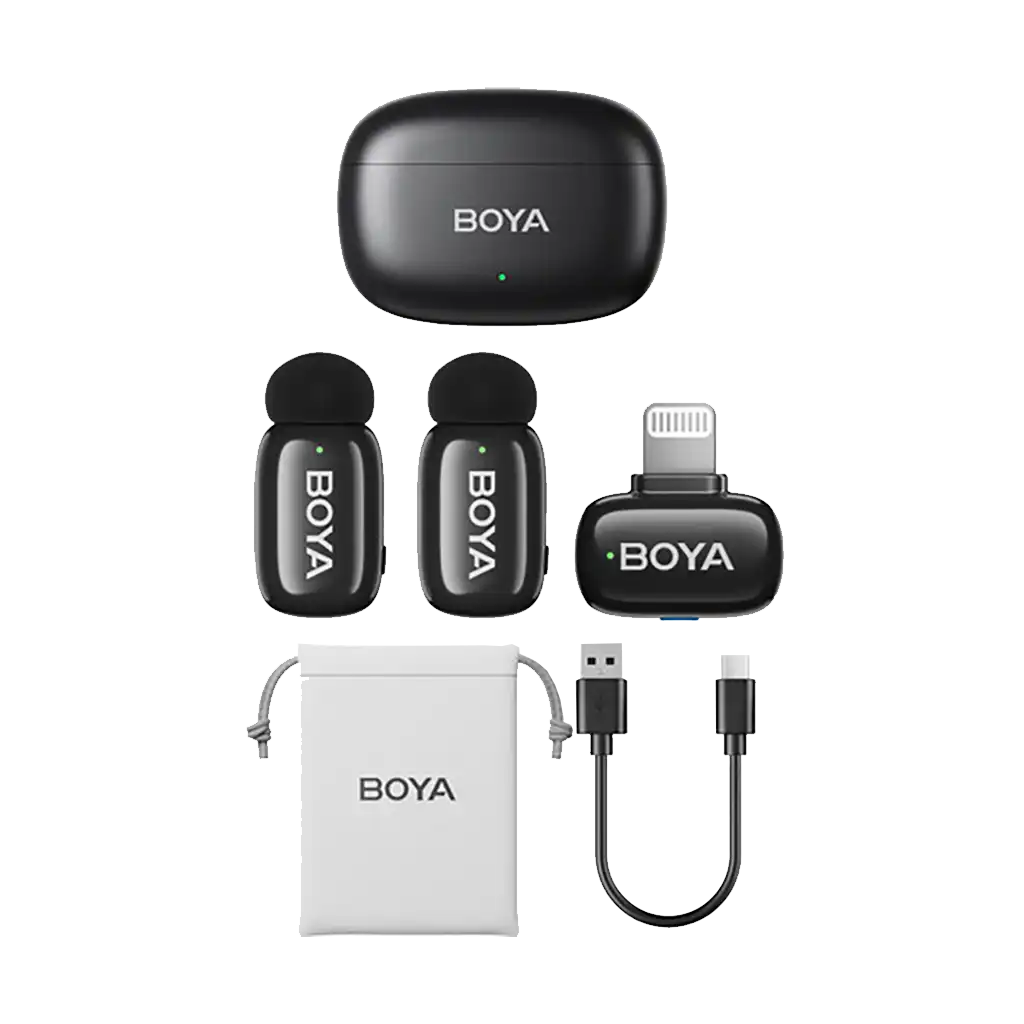 Boya mini 2-Person Tiny Wireless Microphone System with Lightning Connector for iOS Devices (2.4 GHz, Black) - Image 3