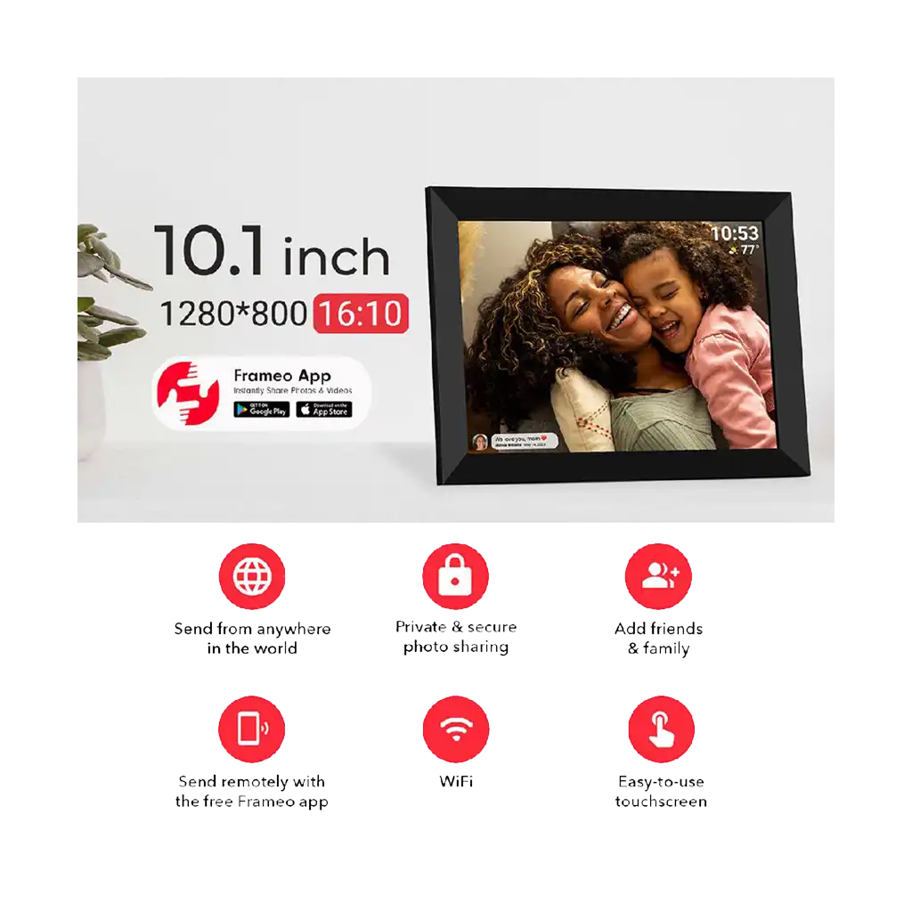 Frameo 10.1” WiFi Digital Photo Frame Black - Image 3