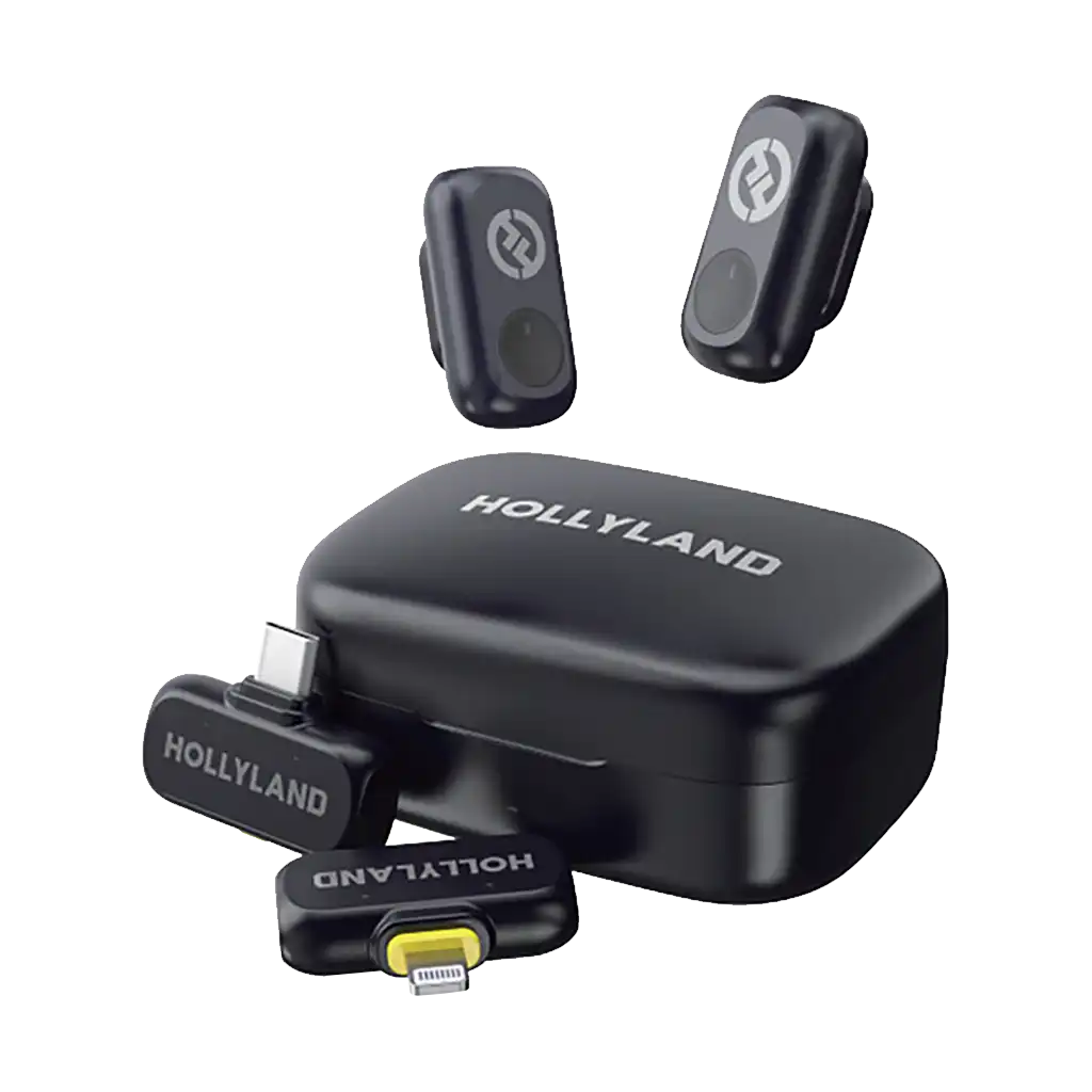 Hollyland LARK A1 Combo 2-Person Wireless Microphone System with USB-C and Lightning Connectors for Mobile Devices (Space Gray, 2.4 GHz)