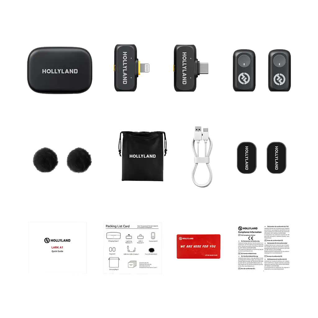 Hollyland LARK A1 Combo 2-Person Wireless Microphone System with USB-C and Lightning Connectors for Mobile Devices (Space Gray, 2.4 GHz) - Image 2