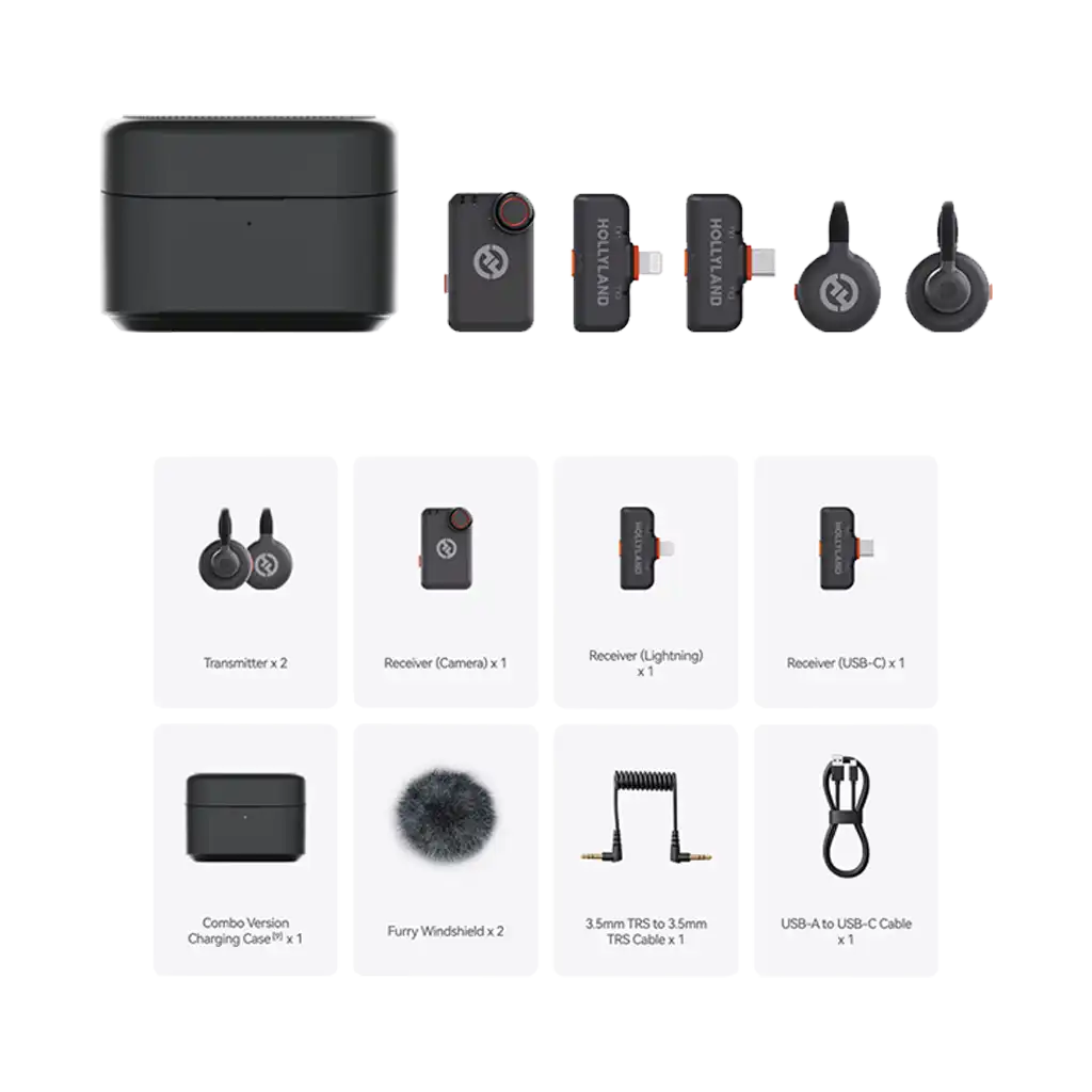 Hollyland LARK M2S Ultimate Combo 2-Person Wireless Microphone System for Cameras and Mobile Devices (2.4 GHz, Space Gray) - Image 2
