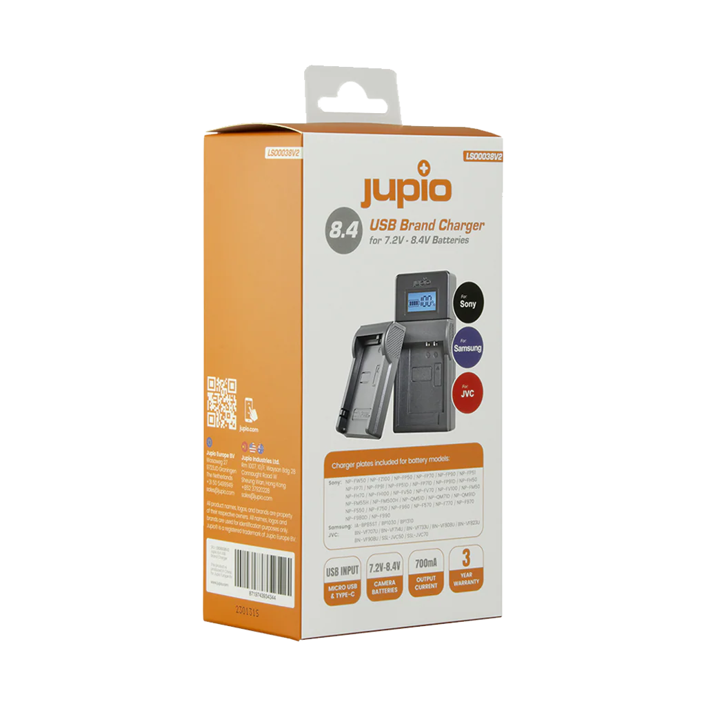 Jupio USB Brand Charger for JVC / Samsung / Sony 7.2V-8.4V Batteries V2 - Image 2