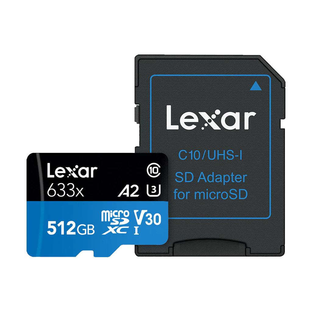 Lexar 512GB High-Performance 633x 95MB/s UHS-I microSDXC Memory Card with SD Adapter