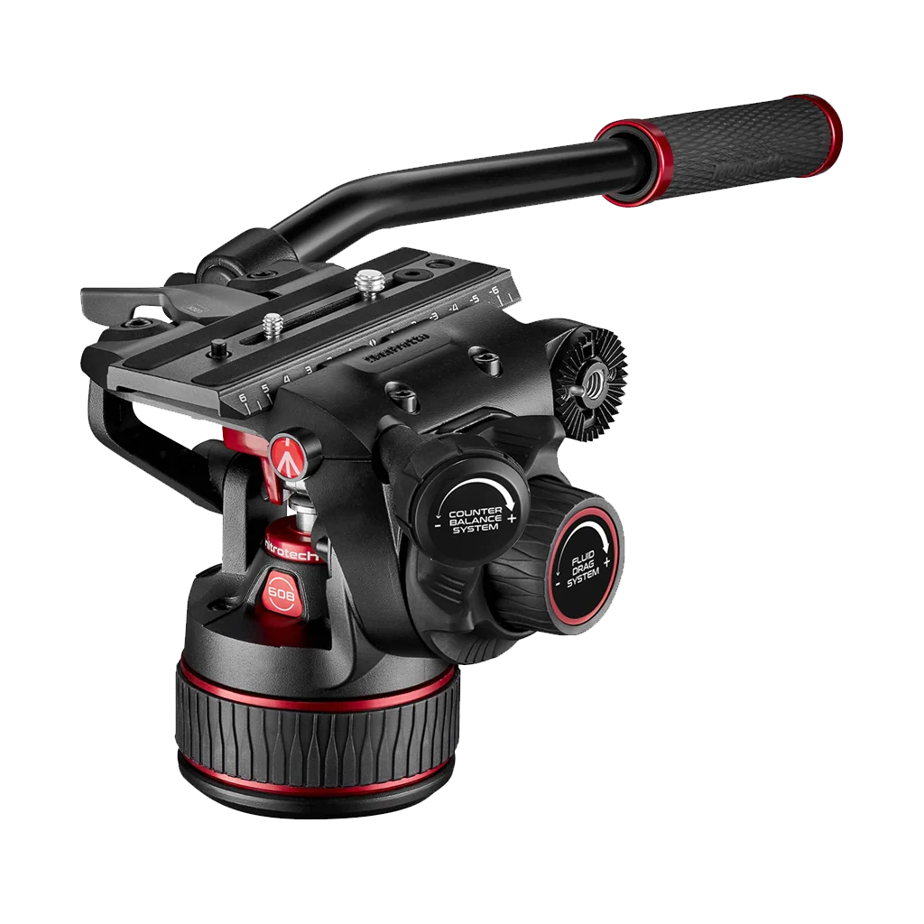 Manfrotto 608 Nitrotech Fluid Video Head and Aluminium Twin Leg Tripod with Middle Spreader - Image 3