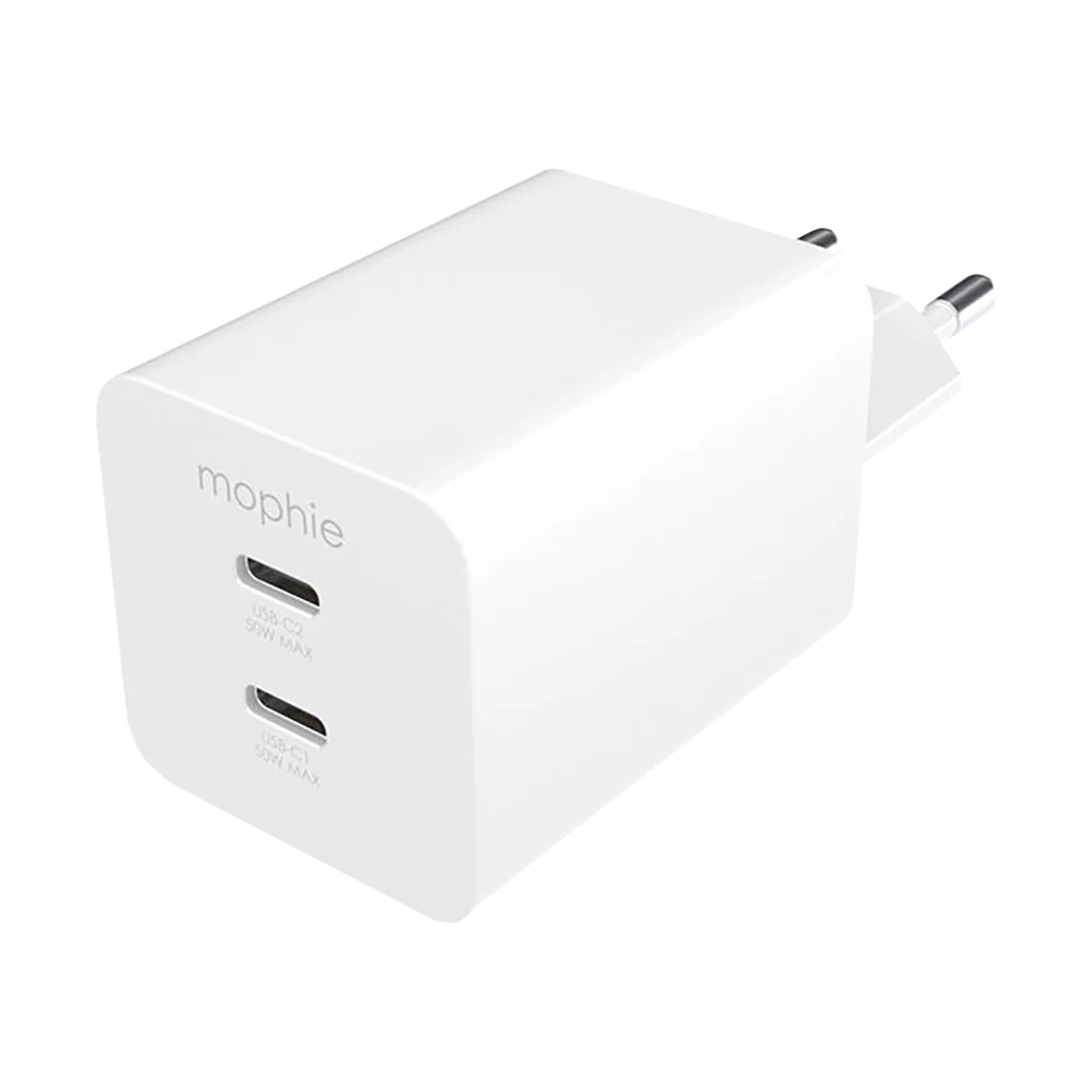 Mophie Essentials 50W Dual USB-C PD Wall Adapter (White)