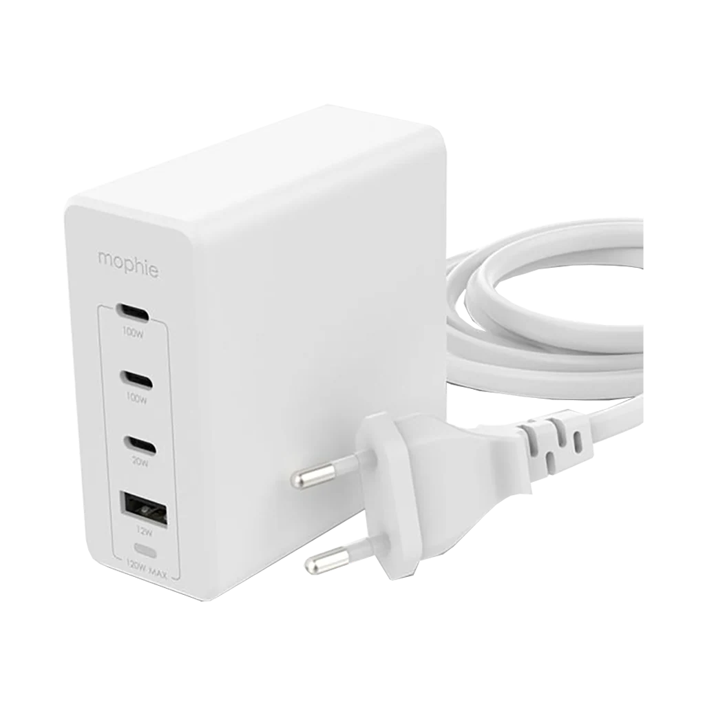 Mophie Speedport 120W GaN 4-Port USB-C/USB-A Wall Charger (White)