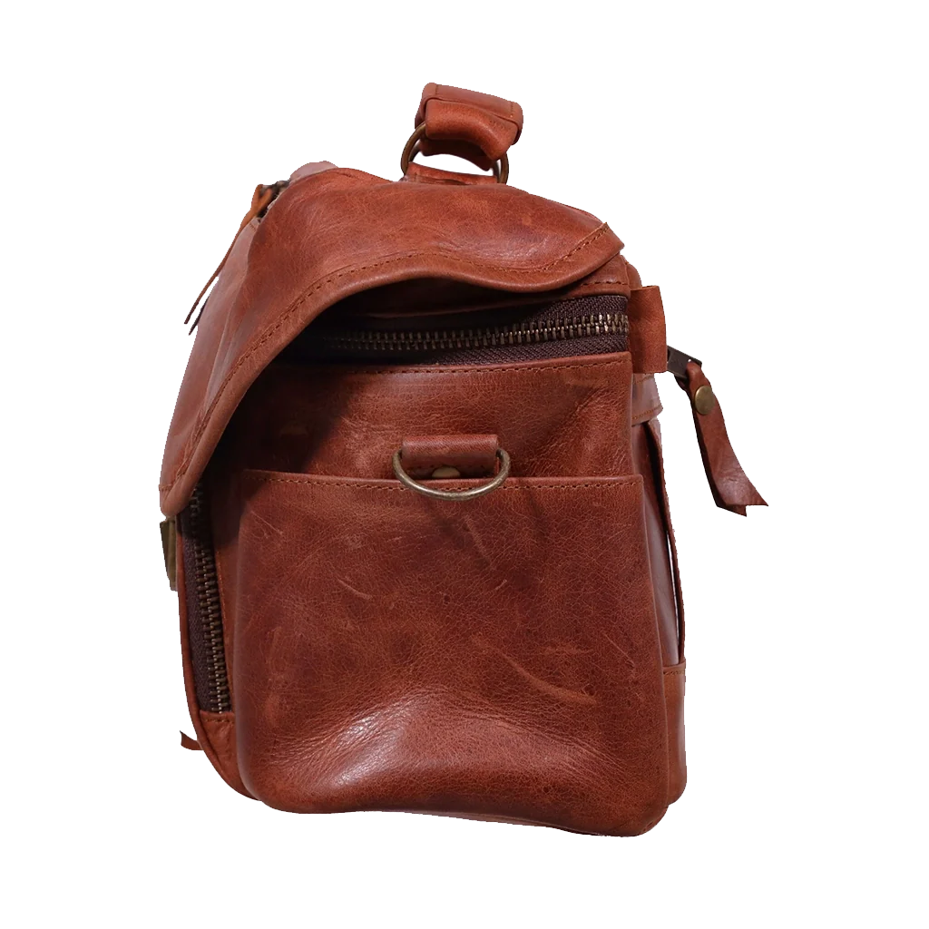 Orms Leather Camera Shoulder Bag (Saddle Brown, Small) - Image 4