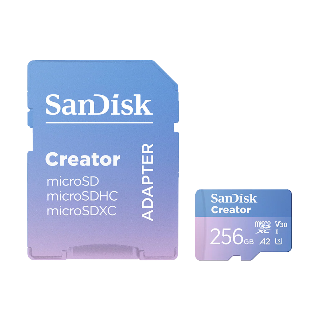 SanDisk 256GB Creator Series UHS-I microSDXC Memory Card with SD Adapter