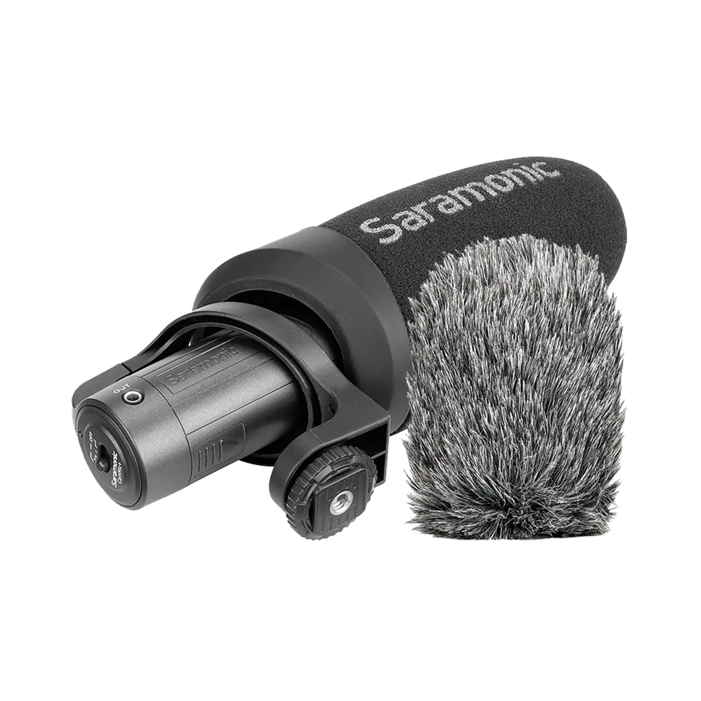 Saramonic CamMic+ Battery-Powered Camera-Mount Shotgun Microphone for DSLR Cameras and Smartphones with Furry