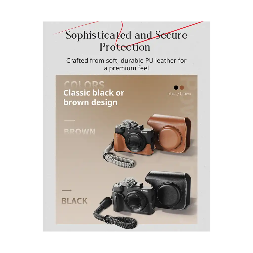 SmallRig Leather Case Kit for Canon PowerShot V1 (Brown) - Image 3