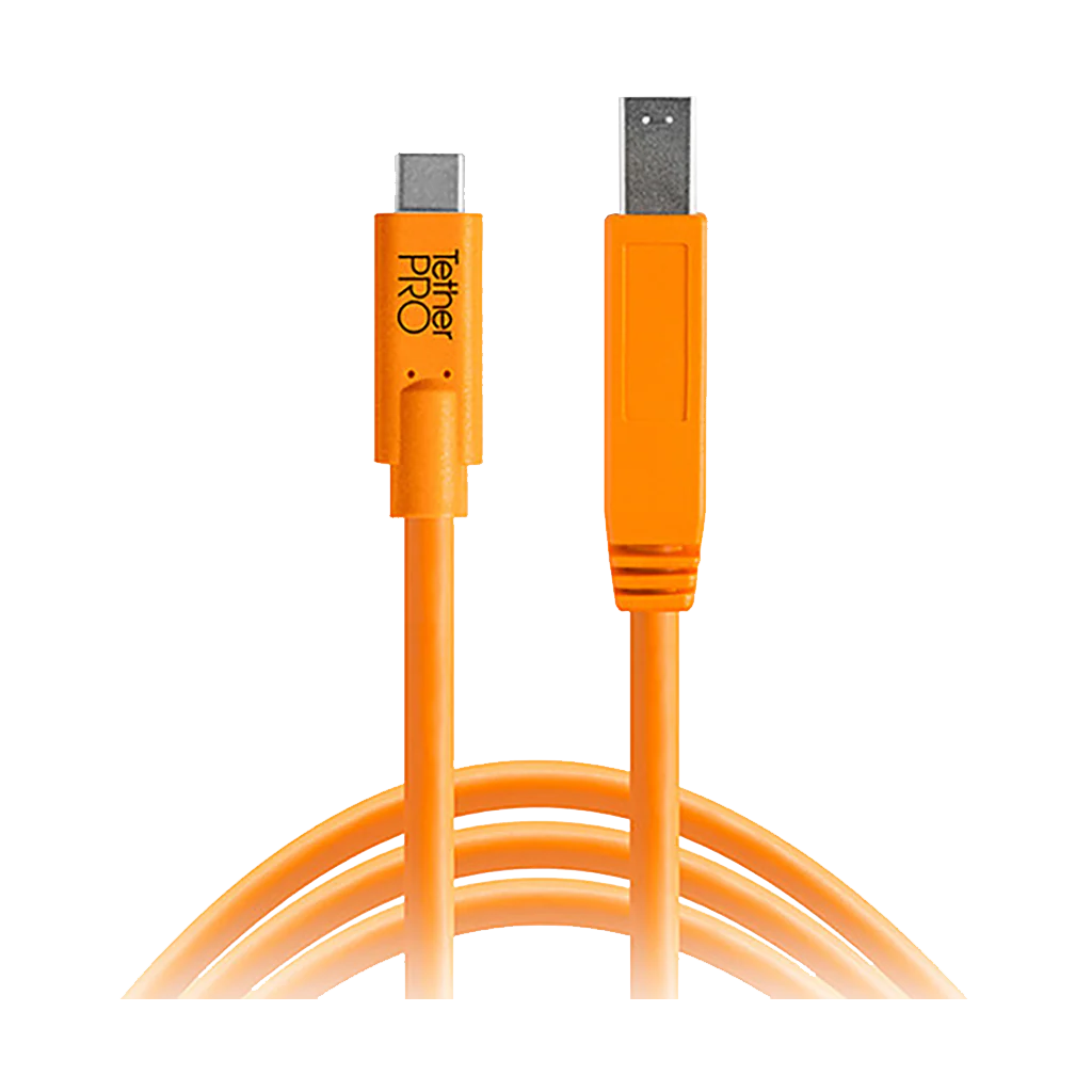 Tether Tools TetherPro USB Type-C Male to USB 3.0 Type-B Male Cable (15' - 4.5m, Orange)