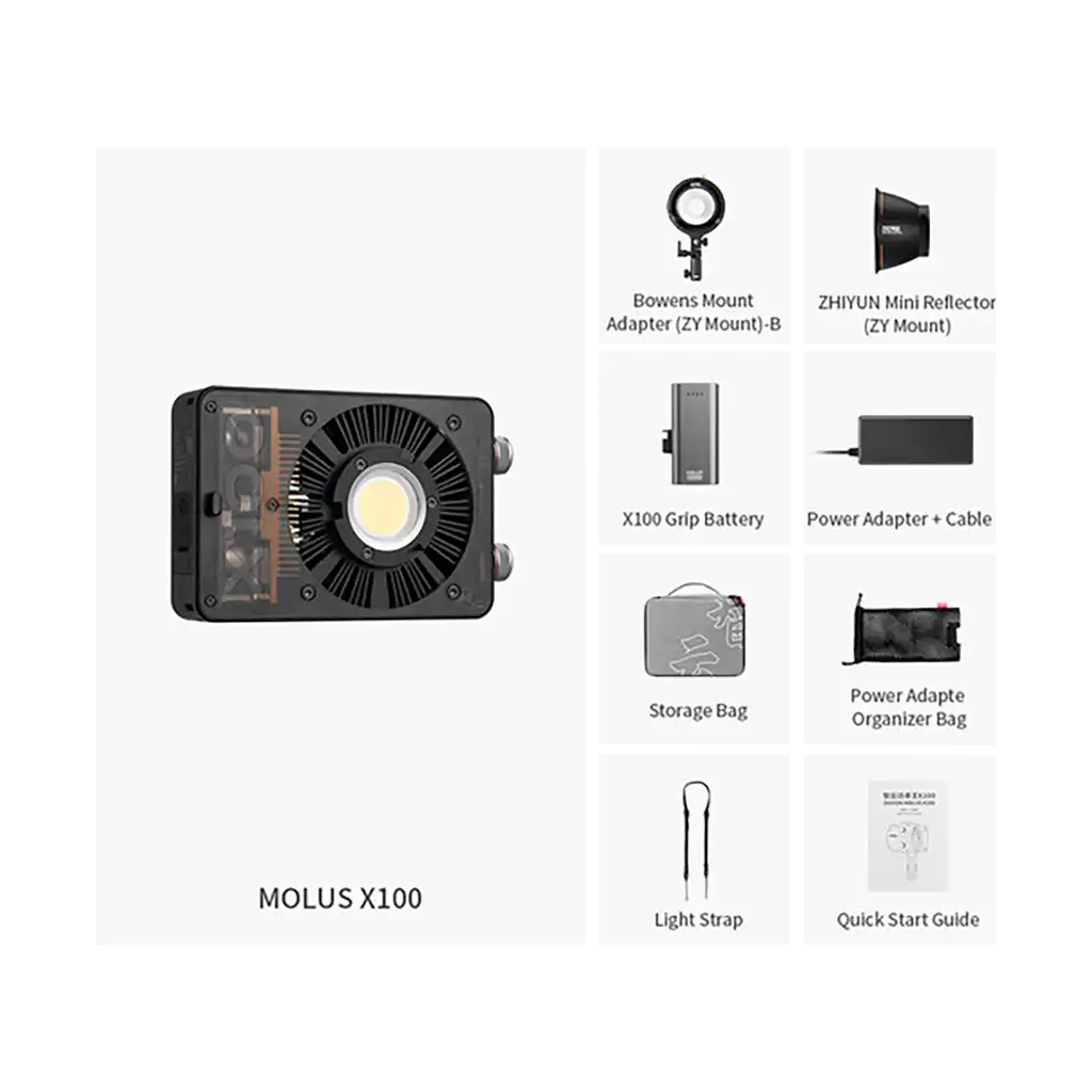 Zhiyun MOLUS X100 Bi-Color Pocket COB Monolight (Combo Kit) - Image 4