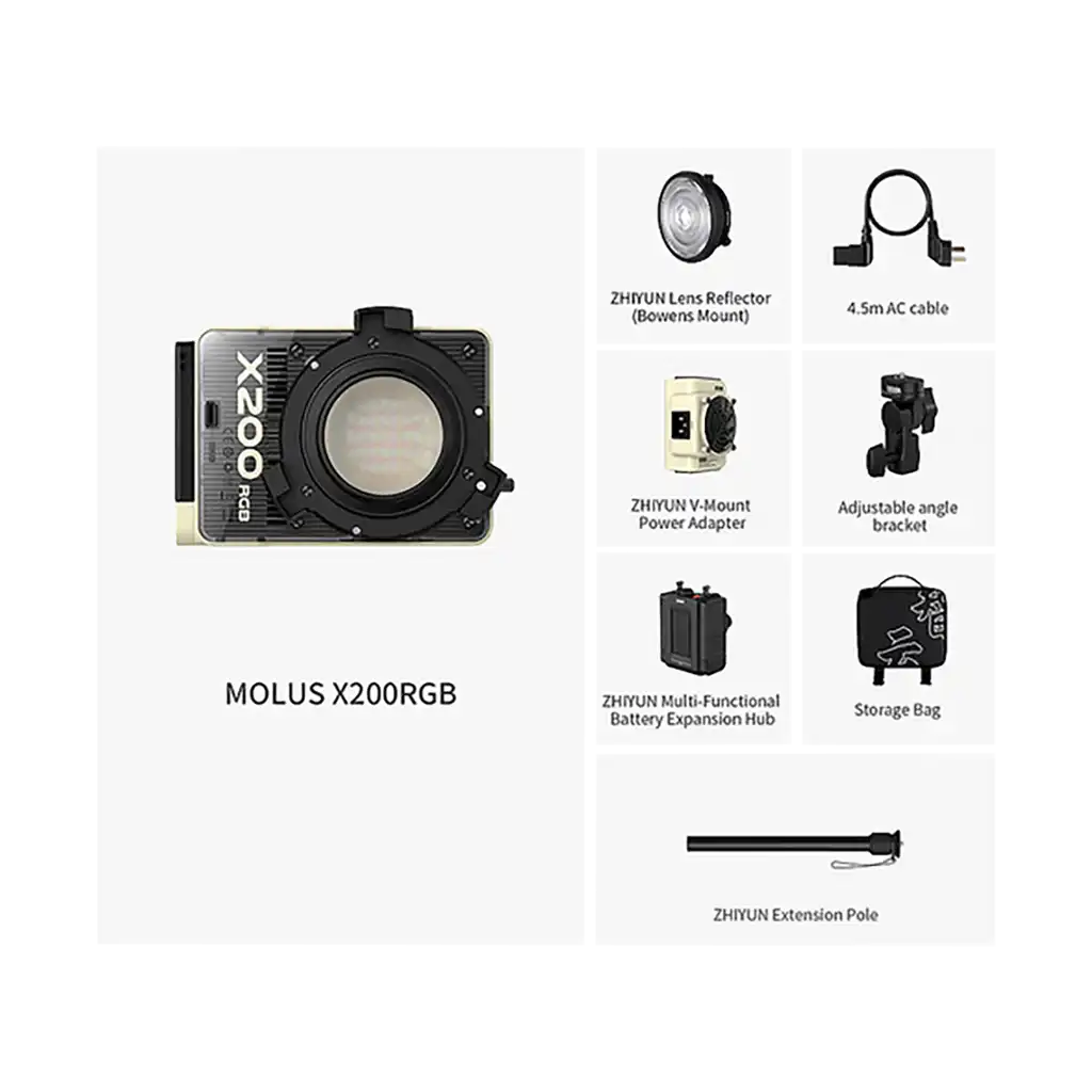 Zhiyun Molus X200 RGB COB LED Light (Combo Kit) - Image 3